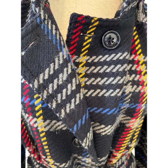 Vintage Max & Co Plaid Wool Tie Waist Coat Size S - Picture 2 of 11